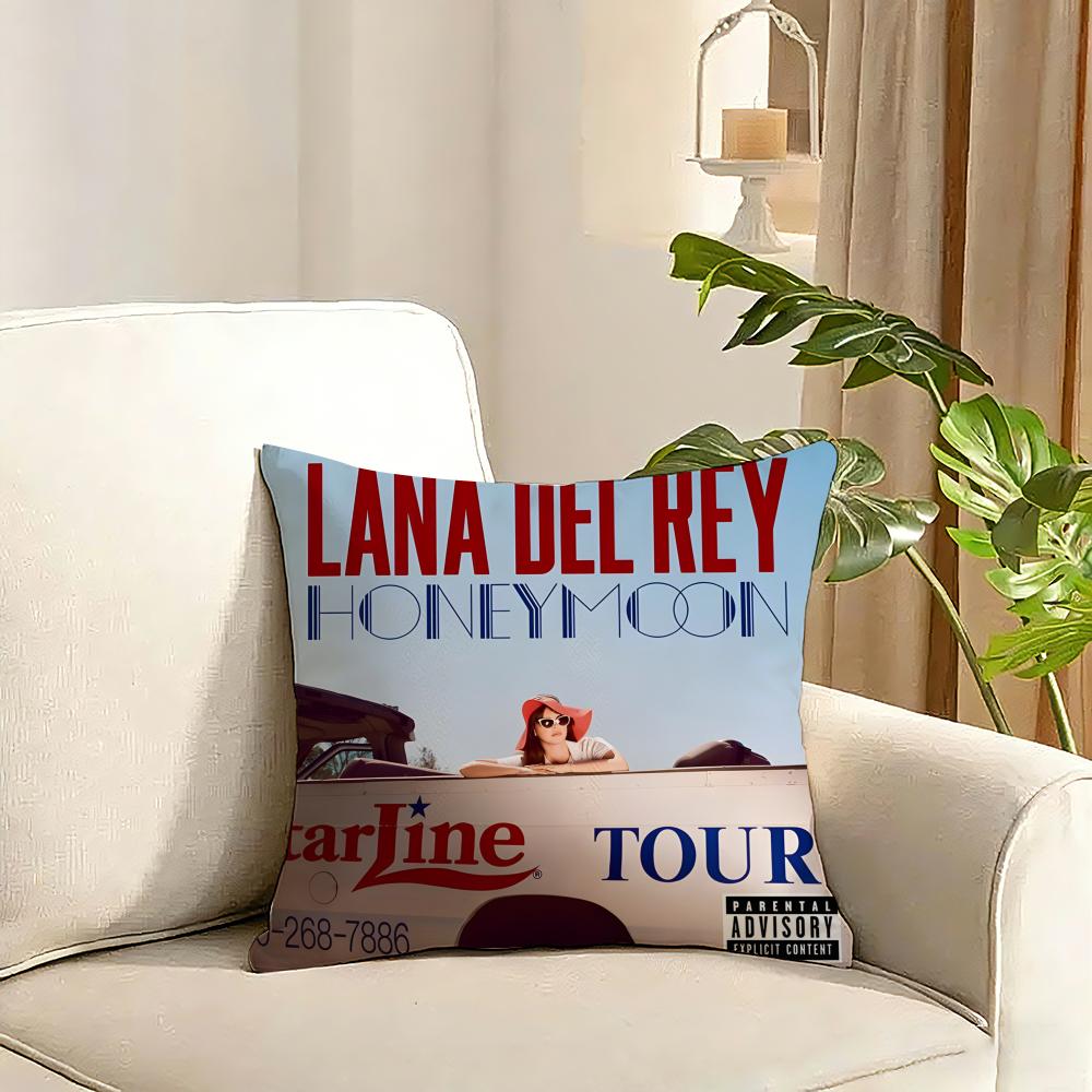 Lana Del Rey Hot Music Album Cushion Cover Reversible Plush Pillow Cover Soft Fluffy Home Decor for Sofa Bedroom