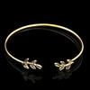 Women's Open Cuff Gold Leaf Bangles European Charming Exaggerated Charm Bracelets for Ladies Beach Vacation Hand Jewelry