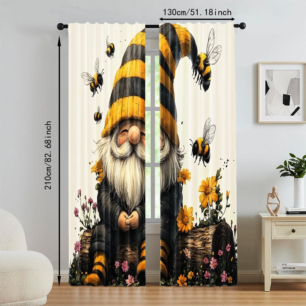 2 Pcs   Versatile Polyester Transparent Curtains for Home Decoration Bee Goblin for Use In Bedrooms and Living Rooms