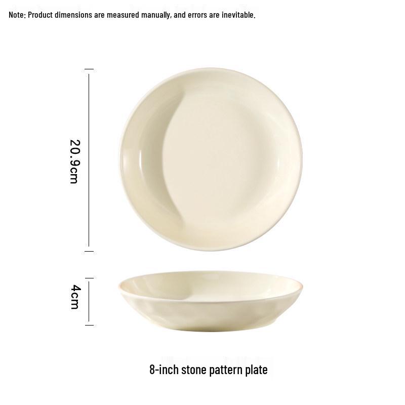 Cream Style 10-Piece Ceramic Rice Bowl Set: Round & Square Plates, Creative Internet Celebrity Tableware