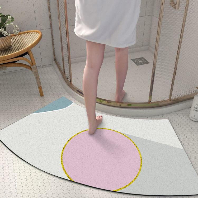 Diatom Mud Floor Mat Arc-shaped Dirt-resistant Anti-slip Mat Household Absorbent Bathroom Floor Mat Bathroom Door Simple Foot Mat