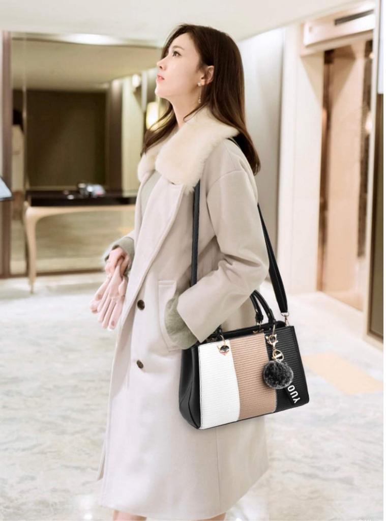 Lopis 2-Way Handbag, Popular Women's Bag, Lightweight PU Leather, Cute Shoulder Bag, Stylish for Spring and Summer (Black A)