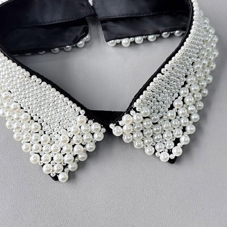 Fashion Jeweled Detachable Collar Luxurious Pearls Shawl Versatile Lapel Detachable Collar Shawl for Dress Shirt