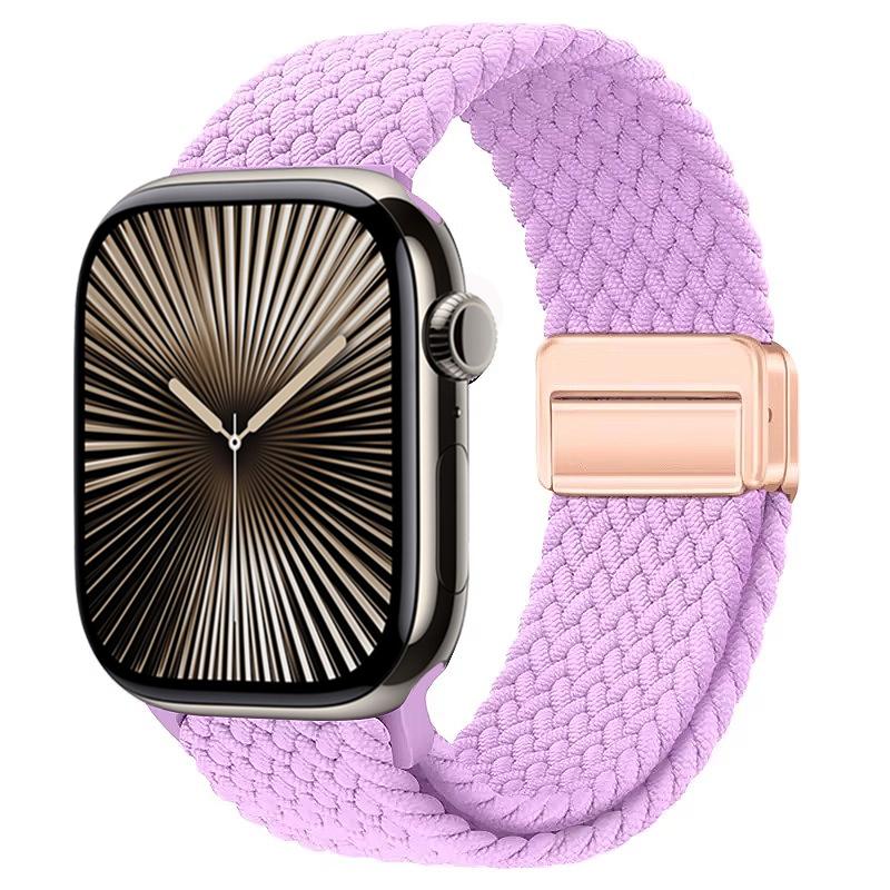 

Nylon Braided Loop Strap for Apple Watch Ultra2 49mm 10 9 8 7 46mm 45mm 41mm Metal Magnetic Bracelet for 6 5 4 SE 44mm 40mm Band for serise 10 46mm светло-фиолетовый
