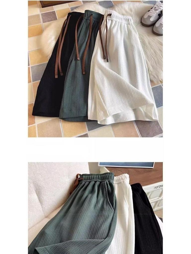 Women's Plus Size Quick-Dry Ice Silk Beach Shorts - Comfortable, Loose Fit, Solid Color, Drawstring Style