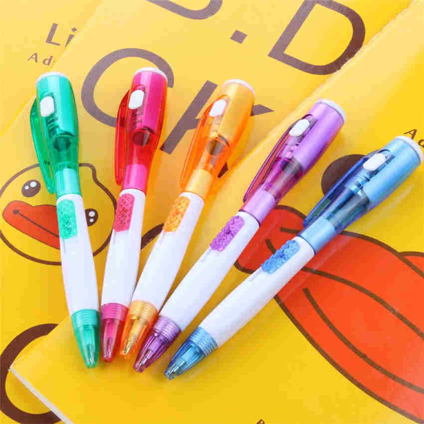 Cute Candy Color Novelty Ballpoint Pen with LED Lights School Studenr Writing Supplies