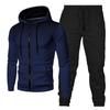 Polka Dot Hooded Sports Set: Zipper Cardigan & Solid Sweatpants