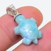 Natural Larimar Gemstone Handmade 925 Sterling Silver Jewelry Pendant 1.18" z3J75
