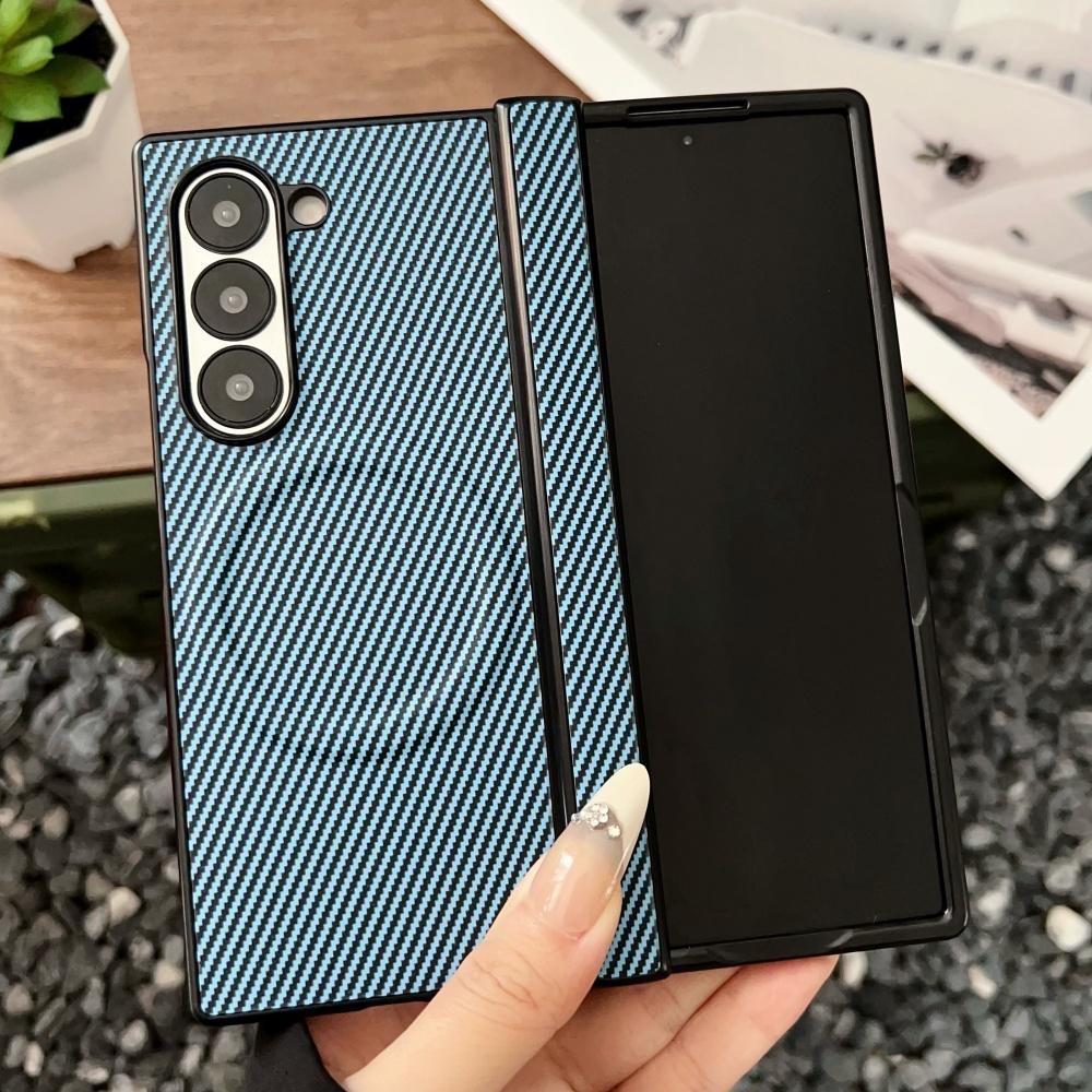 Luxury Carbon Fiber Magnetic Hinge Phone Case For Samsung Galaxy Fold 7 6 5 4 Wireless Charge Hard Soft Silicone Bumper Cover