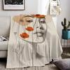 Abstract Face Collection Print Throw Lightweight 240g Flannel Blanket Soft Skin-friendly for Summer Cooling