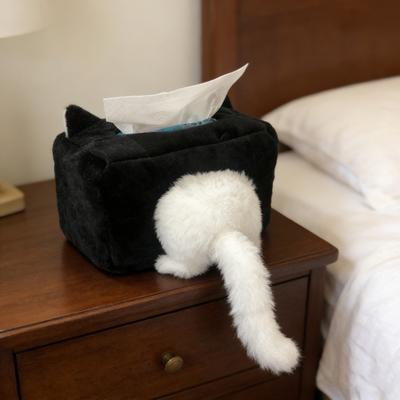 Divertido Soporte para Caja de Pañuelos Diseño de Trasero de Gato Dispensador Decorativo de Servilletas Linda Funda para Caja de Pañuelos de Gato para Decoración de Cocina Sala de Estar Oficina Escritorio