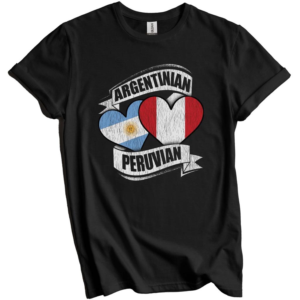 Argentinian Peruvian Hearts Argentina Peru Flags T-Shirt