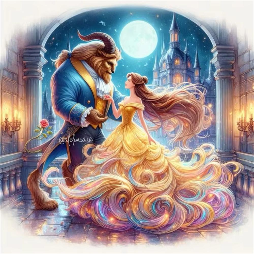 Popular Princess Theme Diamond Painting Full of Diamonds Handmade DIY Gem Stickers Living Room Bedroom Decoration Large Painting