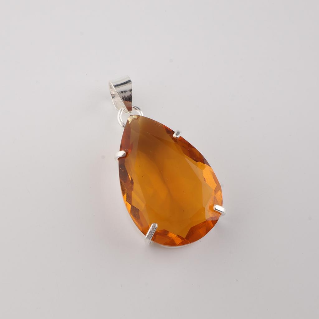 Yellow Citrine Gemstone 925 Sterling Silver Jewelry Fashionable Pendant 1.60" For Women PP-67-9
