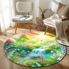 Boho Round Butterfly Multicolor Accent Rug, Non-Slip Floor Mat for Family Room