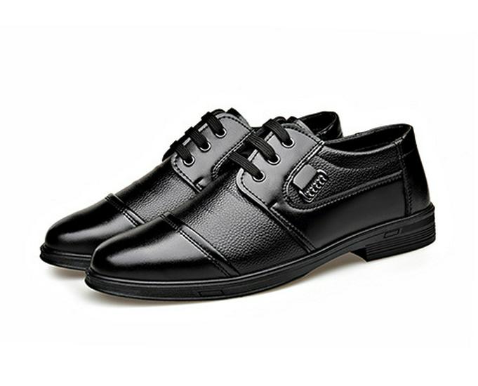 2025 Men's Casual British Style Leather Office Shoes - Spring Formal, Soft Low-Top Lace-Up