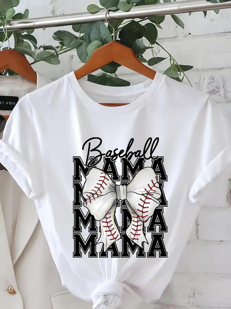 Women's Mother's Day Round Neck Short-Sleeve Top - European & American Style, Free Shipping