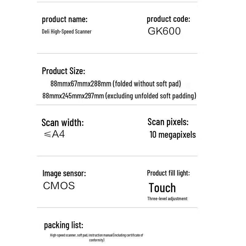 Deli GK600 A4 10MP Document Camera