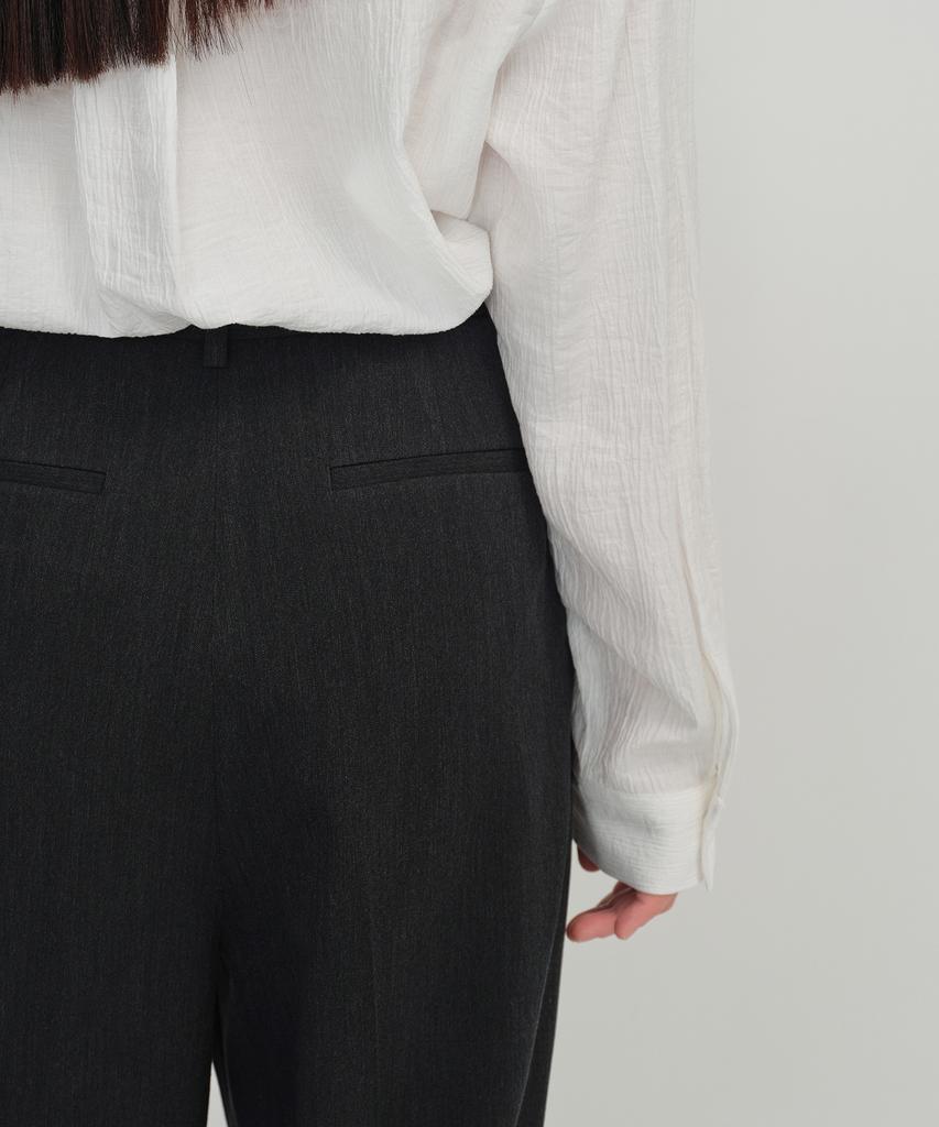 MUSINSA STANDARD WOMAN Women'S High-Waisted Wide Hidden Banding Slacks [Charcoal Gray]