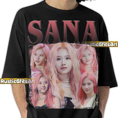 SANA TWICE KPOP Shirt, Sana Custom T-Shirt, Sana Minatozaki Vintage Bootleg Tees, Twice K-pop Girlband Fans Gift