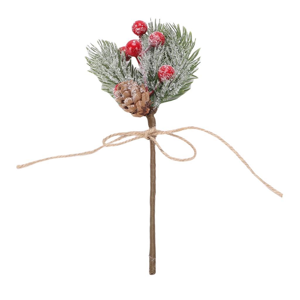 10pcs Artificial Berry Branches Pine Cones Holly Stem Craft Winter Holiday Pine Picks for Crafts Xmas Tree Ornaments