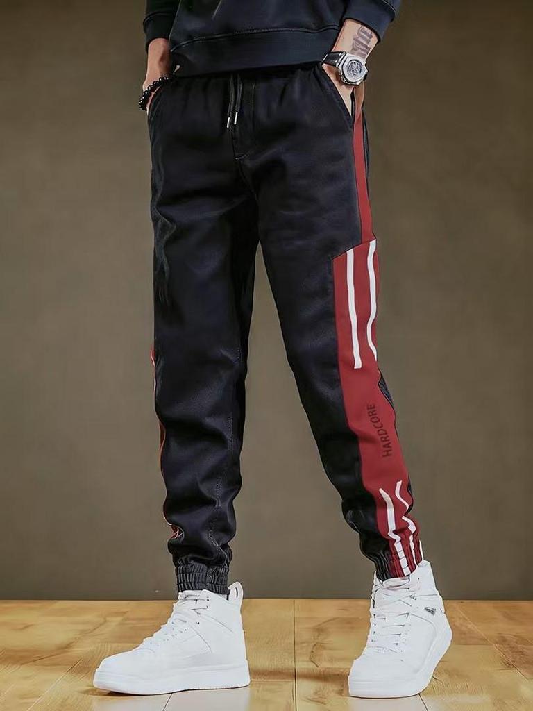 Men's Autumn Casual Side Stripe Jogger Pants – Trendy Loose Fit, Plus Size, Workwear Style