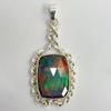 Natural Opal CERTIFIED 33 Ct 925 Sterling Silver Cushion Pendant Gift For Him