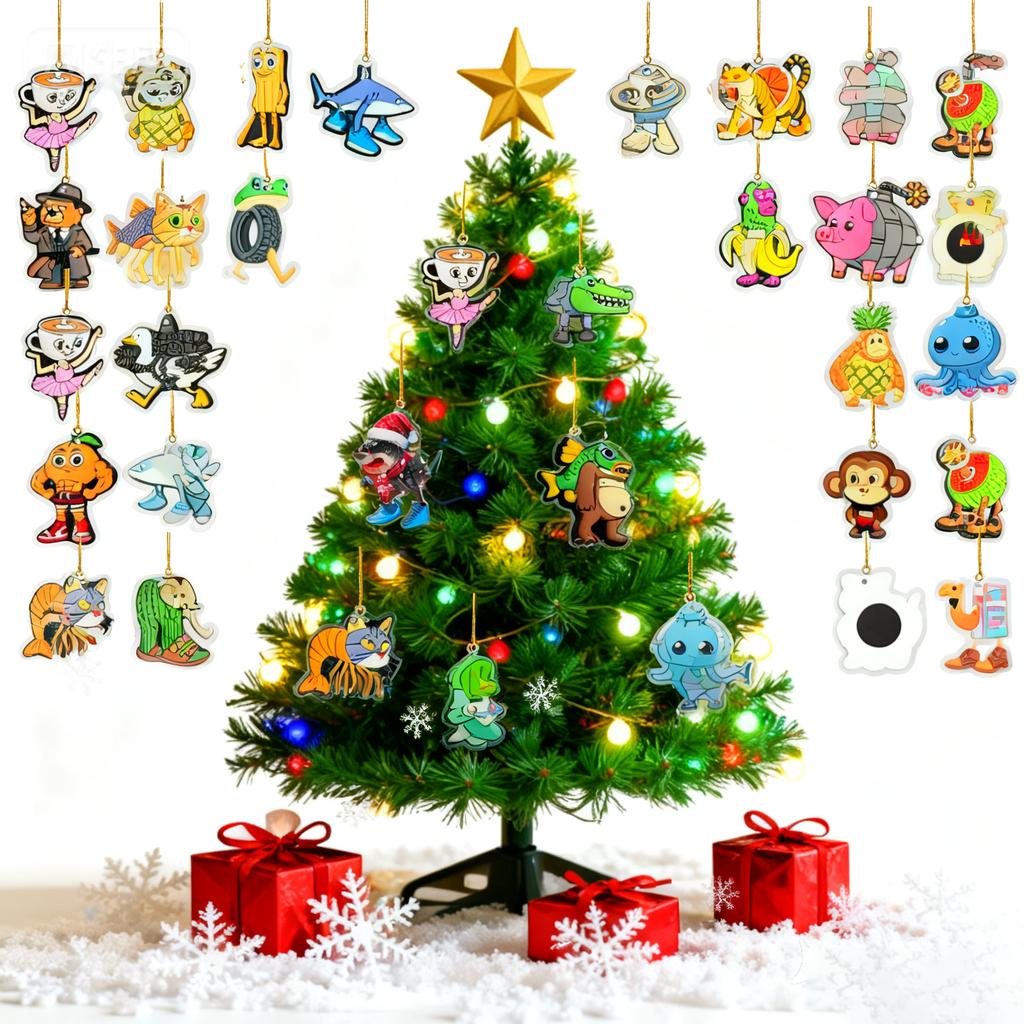 2D Plochý Akrylový Mystery Box 24ks Přívěsek s Krabičkou Letadla Zábavný Vánoční Odpočítávací Kalendář