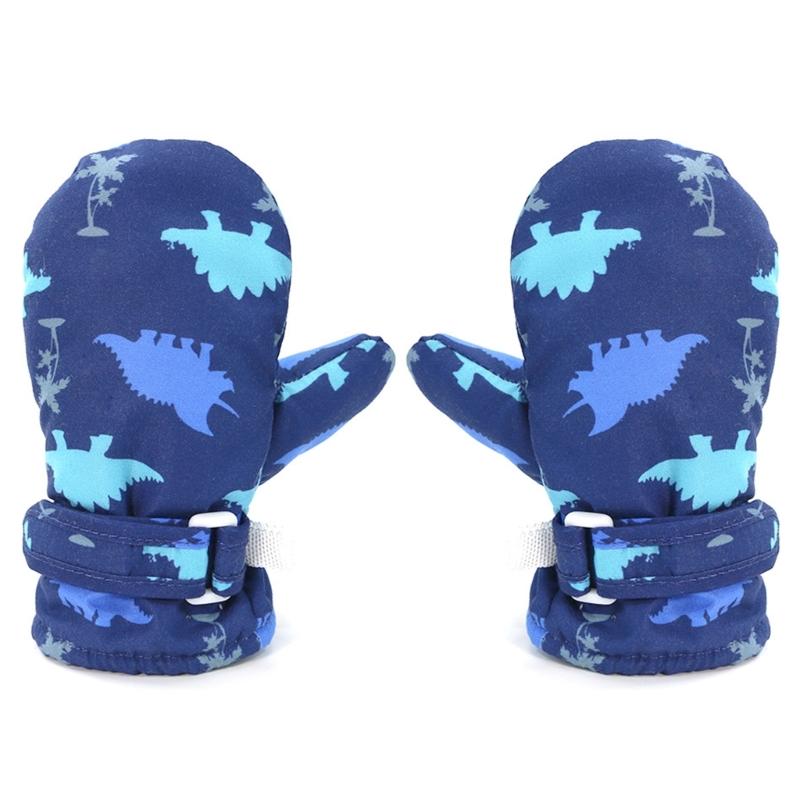 Gants d'hiver pour enfants coupe-vent et imperméables, gants de sport d'extérieur pour enfant, moufles de ski à motif dinosaure de dessin animé, indispensables pour le patinage et la randonnée