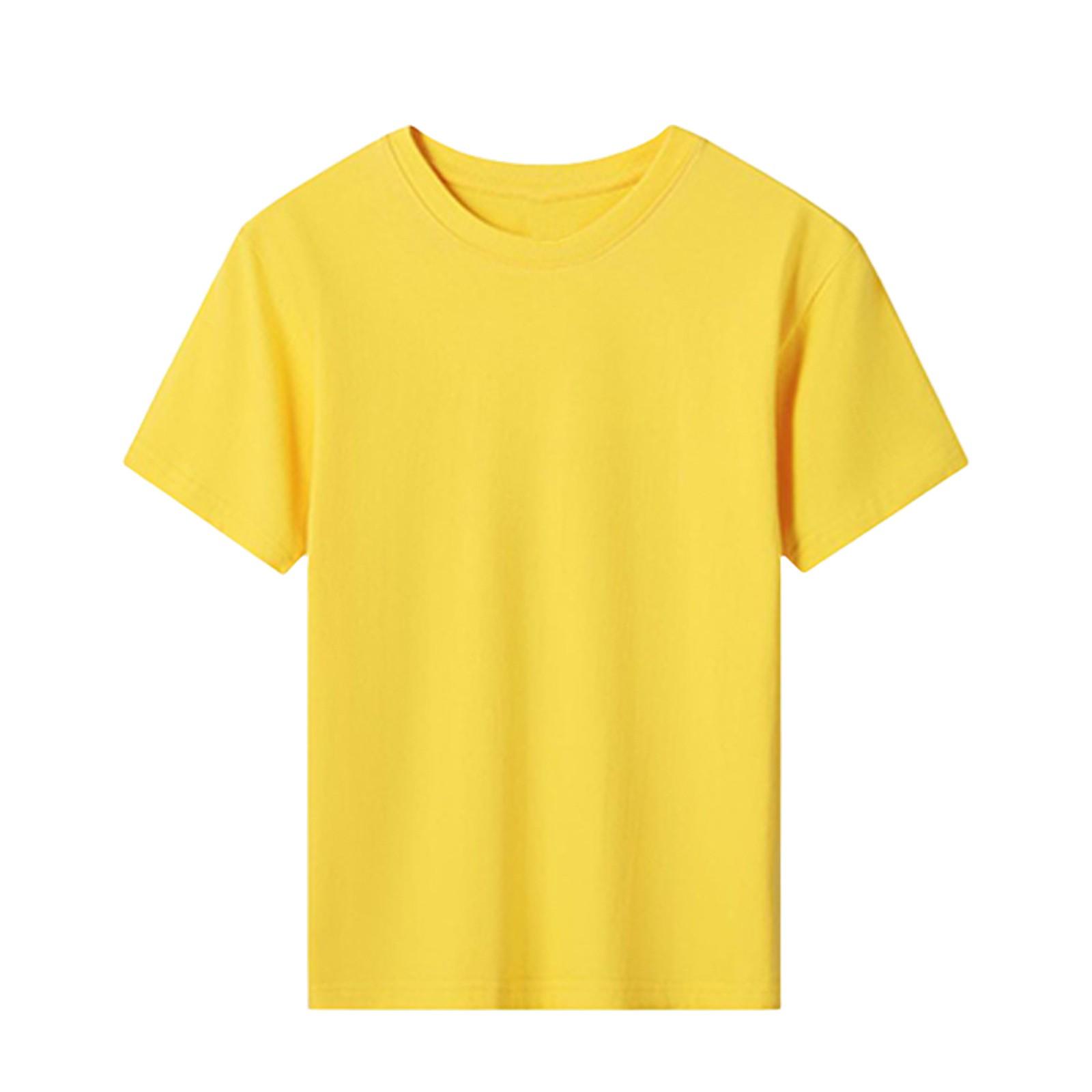 

Детская футболка, свободный повседневный свитер с круглым вырезом и принтом, короткий рукав, футболка, топ 150 жёлтый