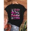 Chapter 40 Fabulous Since 1986 40th Birthday Print T-Shirt | Short Sleeve Crew Neck Casual Top for Summer & Spring, Women'S Clothing