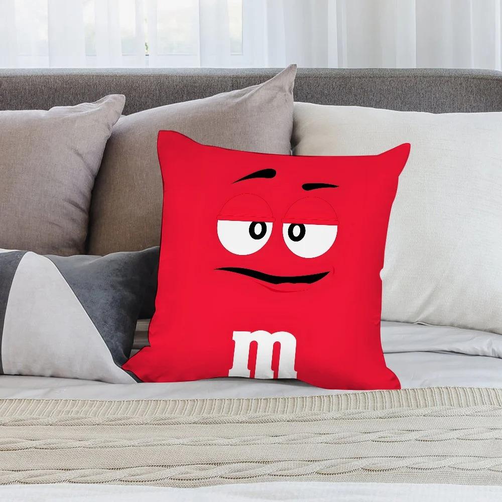 1Pc Fashion M&M'S Chocolate Printed Cushion Cover For Living Room Bedroom Sofa Window Sill Car Decoration Cushion Cover