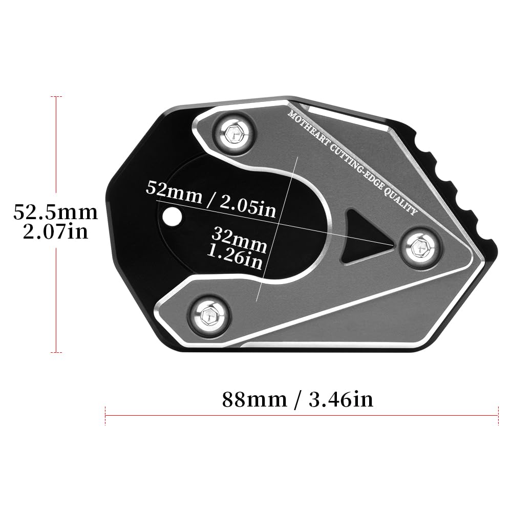 MotHeartCNC Motorcycle Side Stand Foot Enlarger Compatible with Ninja500/ZX4R/Z500 24-25