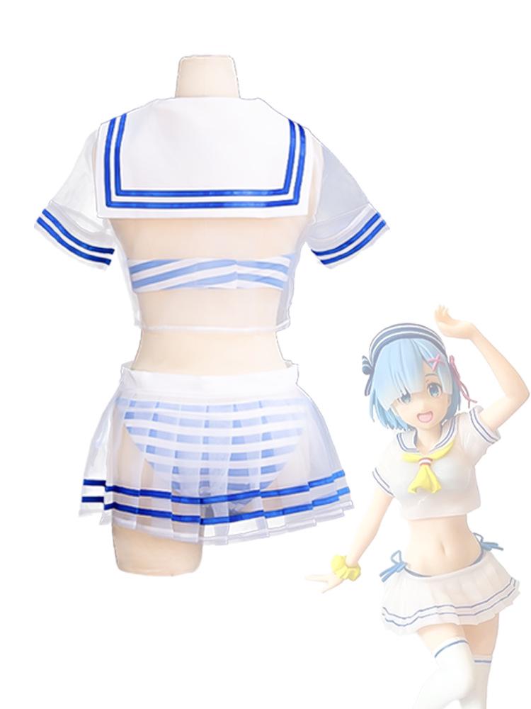 Re:Zero Rem Cosplay Sailor Suit Swimsuit Set
