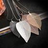Leaves Pendant Long Style Necklace for Women Girl Silver Color Simple Punk Necklace Fashion Exquisite Jewelry Accessories Gifts