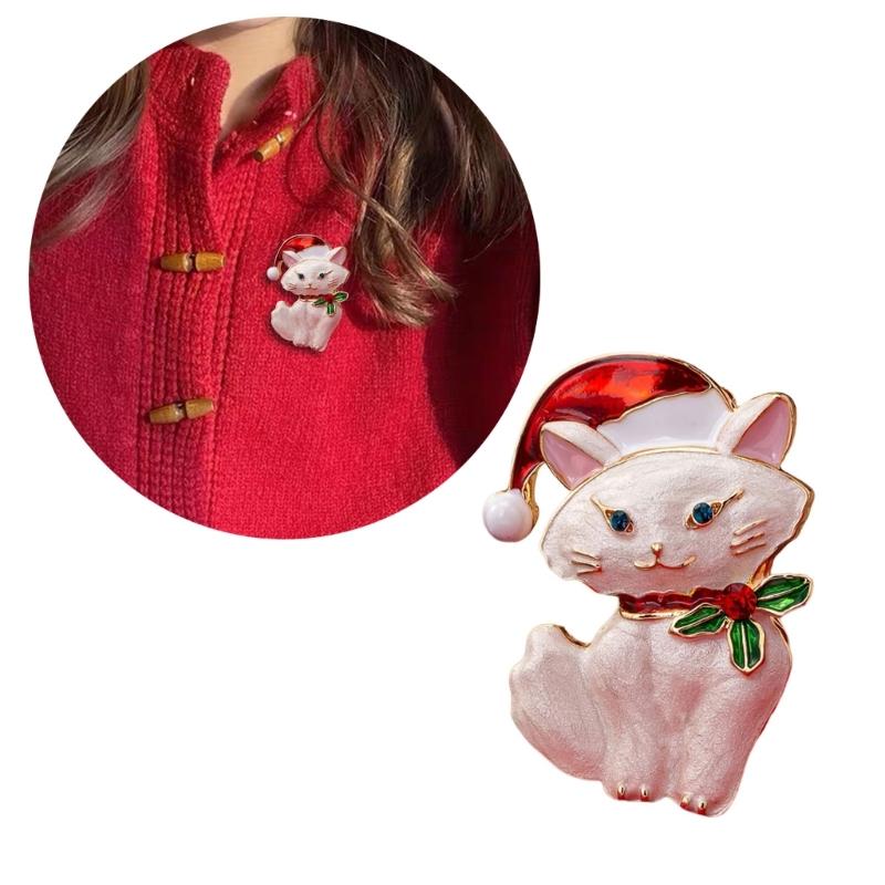 Delicate Enameled Cats Face Brooch Alloy Crafted Accessory Kitten Enamel Badge For Shirts Jackets And Special Occasions