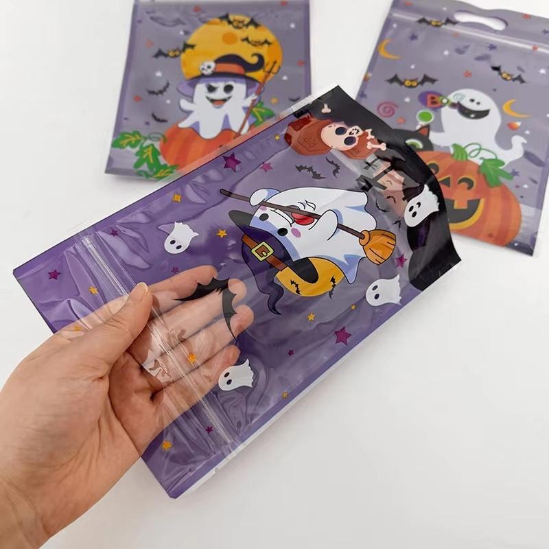 50Pcs Halloween Candy Bag Cartoon Pumpkin Ghost Gift Cookies Bags Halloween Party Decor Kids Trick Or Treat Favors