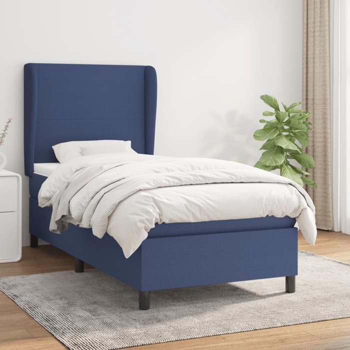 VidaXL Lit à sommier tapissier avec matelas Bleu 80x200 cm Tissu - Modèle 3127763
