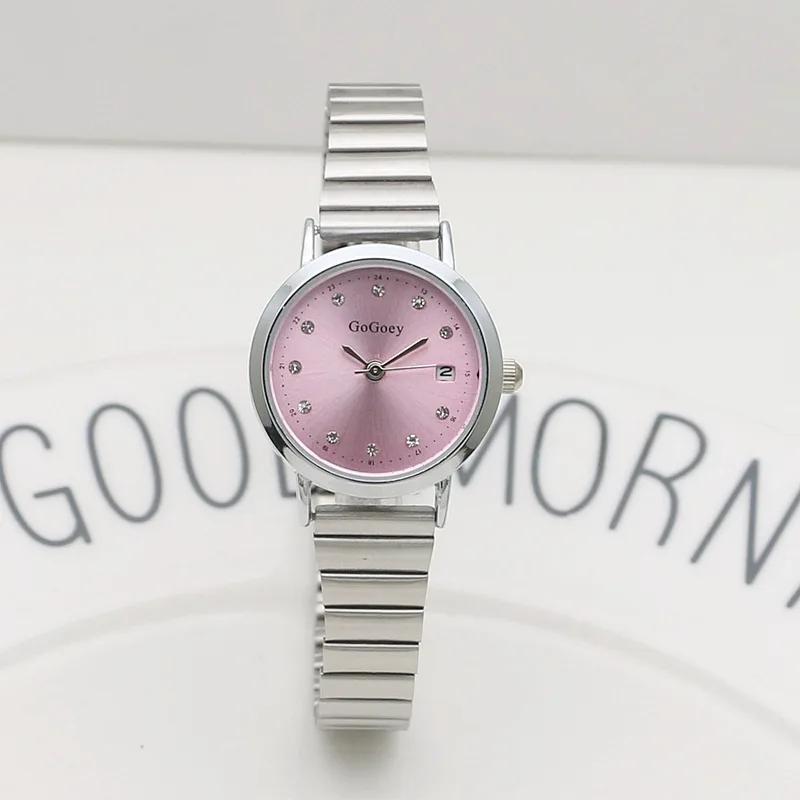 

Роскошные брендовые женские часы Простые круглые с бриллиантами Календарный циферблат Женские кварцевые часы Ремешок из нержавеющей стали Наручные часы Feminino