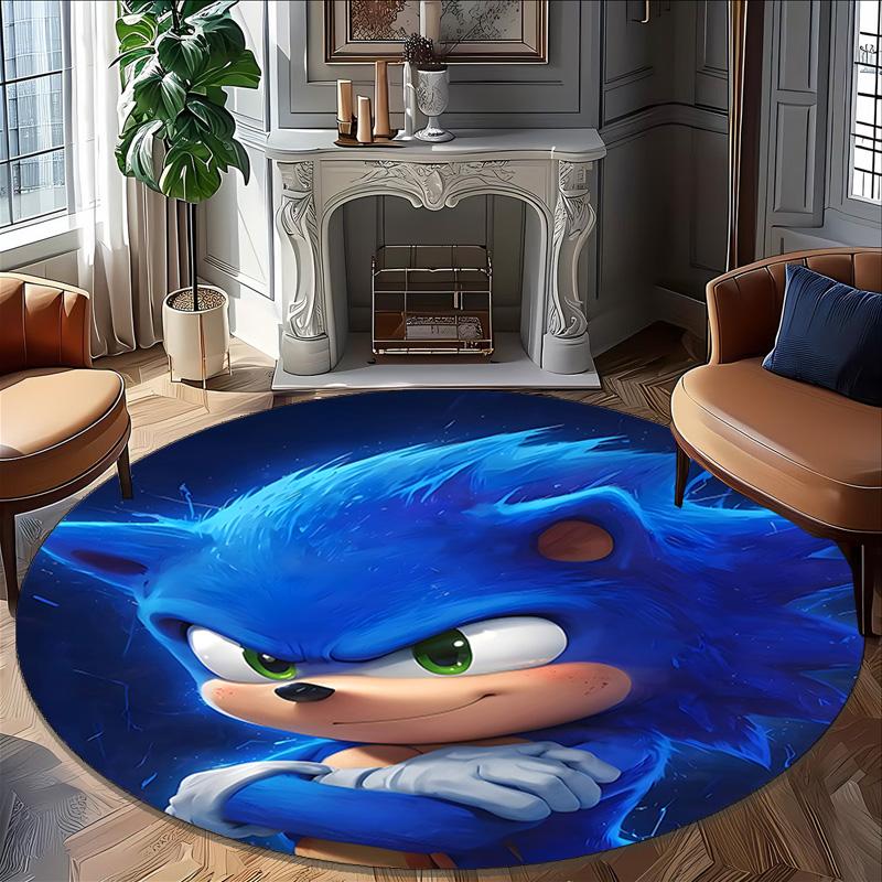 1pc Sonic4 Print Round Carpet Chair Round Carpet Suitable for Bedroom Living Room Home Decorative Carpet