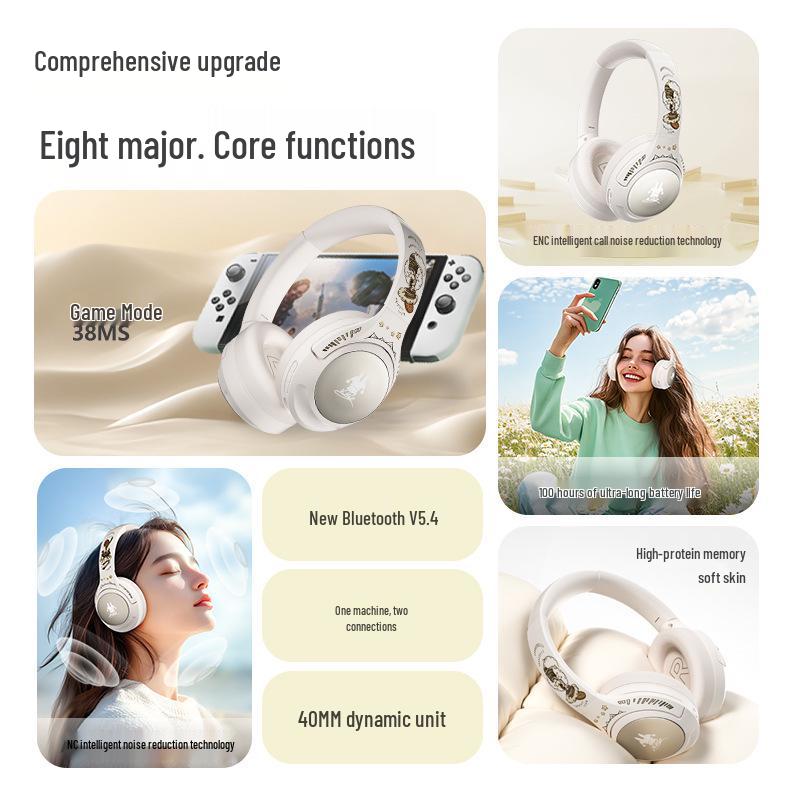 Low Latency Wireless ANC Over-Ear Bluetooth Headphones with Long Battery Life for Gaming