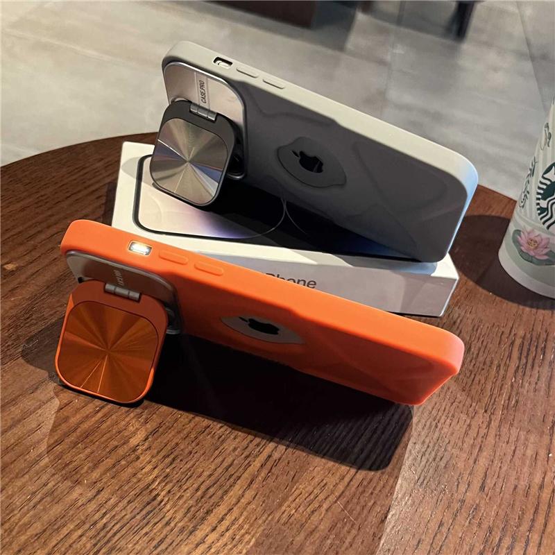 For iPhone 16 Pro Max Luxury Hollow Out Lens Dazzling Holder Stand Phone Case For iPhone 12 13 14 15 Plus Soft Protective Cover