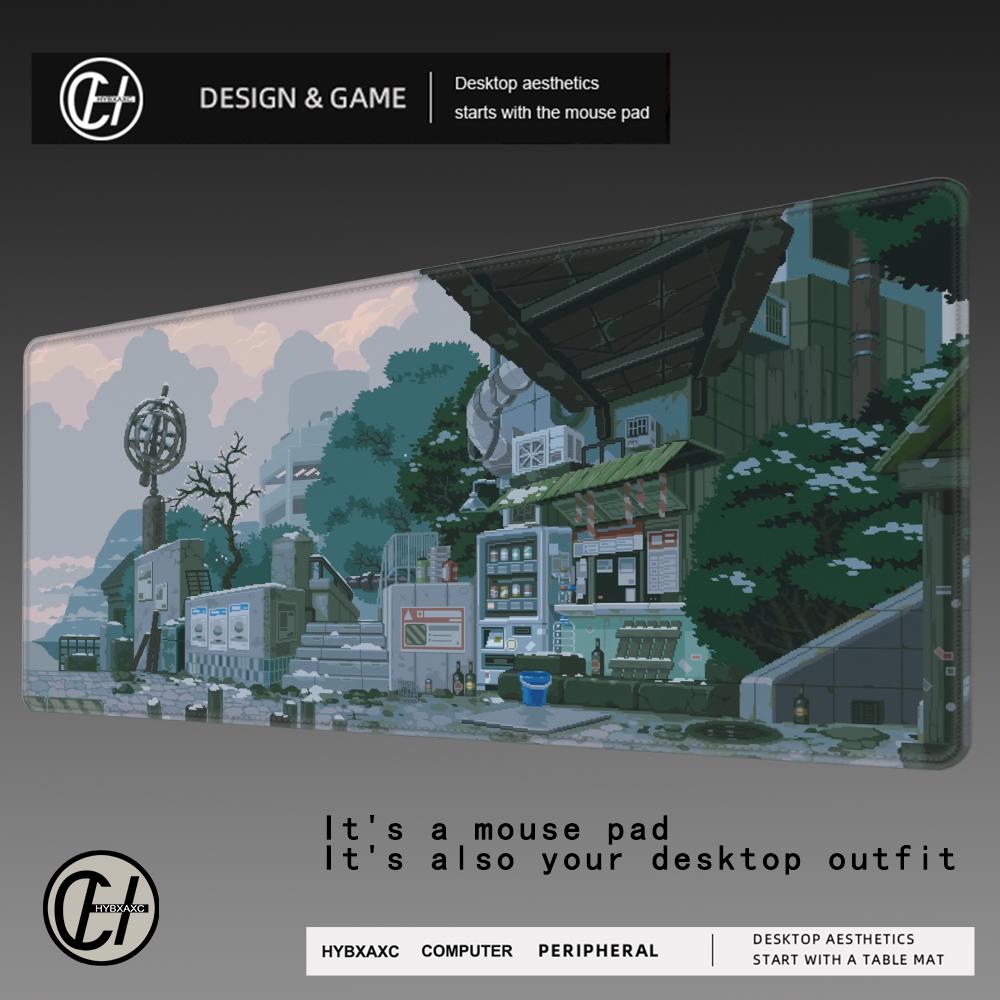HYBXAXC Pixel Style Large Mouse Pad Gamer Computer and Office Table Desk Mat Gaming Hoom Accessories XL Art Mousepad Pc Cushion