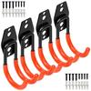 Wall Mount Heavy Duty Double J Hook for Garage Storage: 4 Pack Orange 2.8 Inch Steel Utility Hooks with Anti-Slip PVC Coating 65 LB Load Capacity for