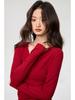 Yuke 260g Pleated Waist-Slimming V-Neck Long Sleeve T-Shirt – Women's Autumn Fashion