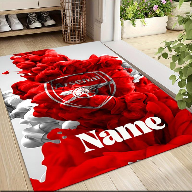 Custom Name Arsenal Roses Artwork Carpet Rug Customizable Soft Washable Anti-Slip Home Living Room Sofa Mats Personalized Rug. 0909140
