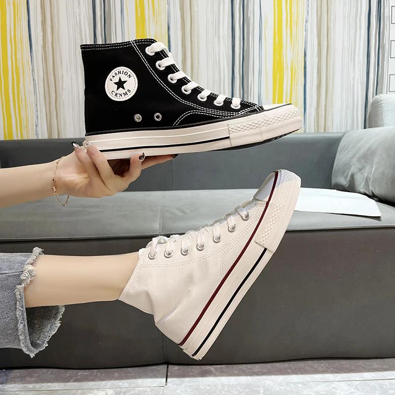 Spring/autumn CANVAS Sneakers Lace-up Solid Ladies Shoes On Sale 2024 High Quality Sewing Adult Women's Vulcanize Shoes