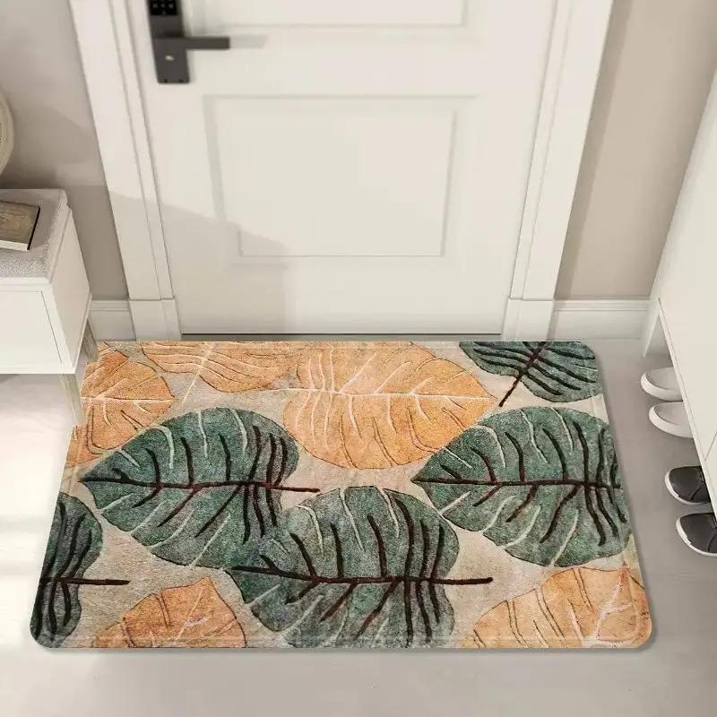

Floral Leaves Welcome Door Mat for Home Entryways Decor Non-slip Bathroom Entrance Floor Carpet Kitchen Rugs Washable Doormat 40x60cm