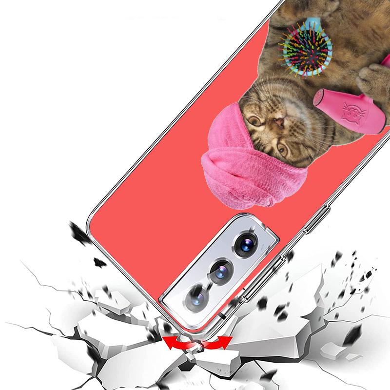 Cute Cartoon Lucky Cats Phone Case For Samsung Galaxy S24 S25 Edge S26 Ultra S23 S22 S21 Plus S20 FE + Personalized Print Cover