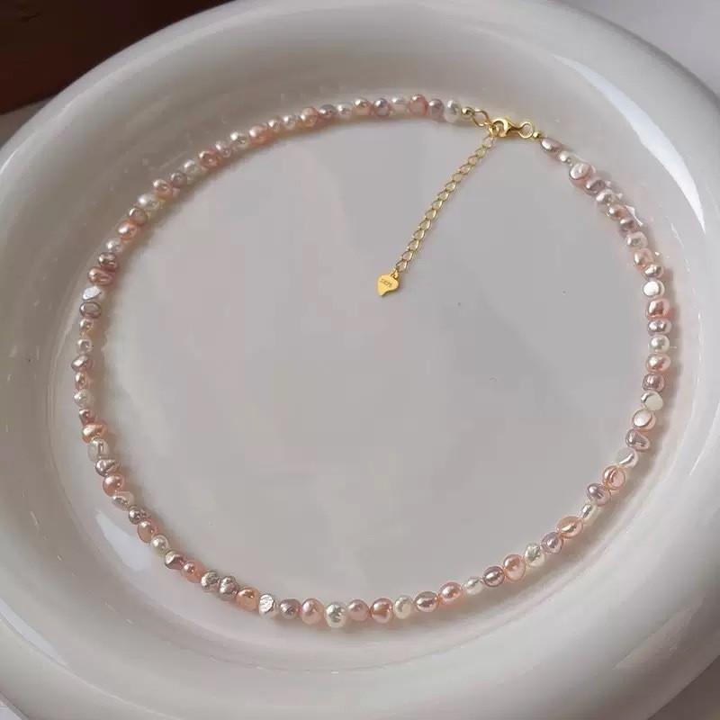 Alien-shaped Freshwater Pearl Necklace, Collar Chain, Fashionable Powder White and Purple Pearl Neck Chain